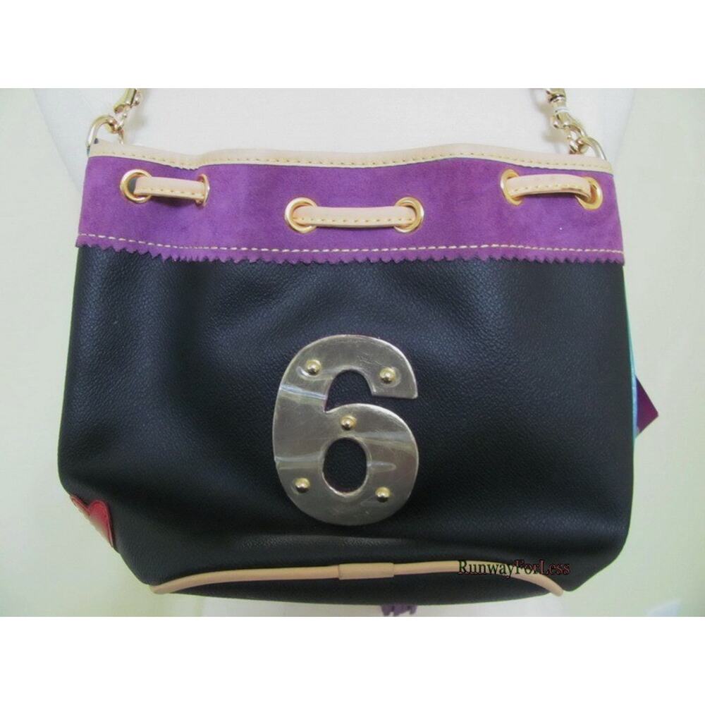 New DOONEY & BOURKE Charms Black Mini Bucket Drawstring Shoulder Bag Purse Vtg - Picture 12 of 14